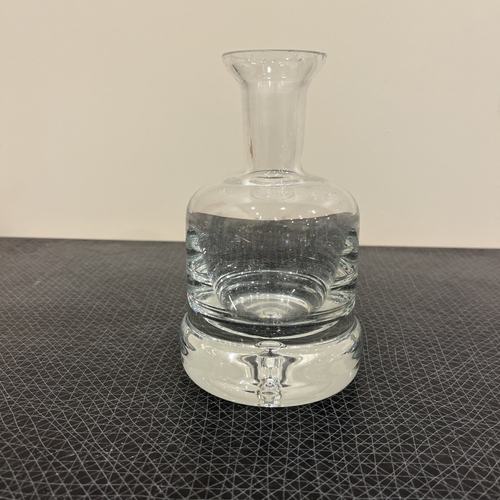 KROSNO HEAVY HAND BLOWN GLASS DECANTER With Bubble On Base 7" Tall, No Stopper - Picture 2 of 9
